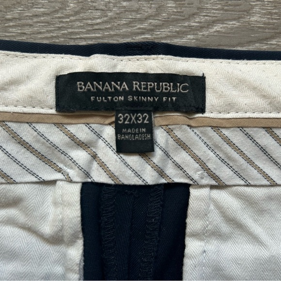 Banana Republic Pants Men 32x32 Navy Fulton Chino Flat Front Classiccore Preppy - Picture 7 of 12